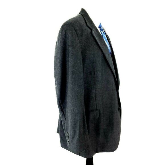 Stafford Wool 2 Button Portly Sport Coat 44L Gray Long - Picture 8 of 12